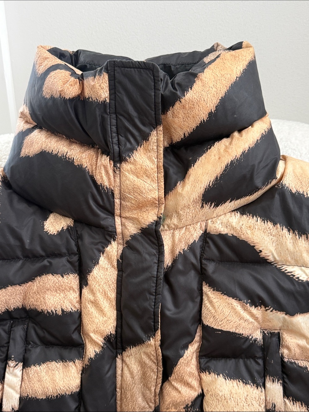Just Cavalli Black and Beige Zebra-Print Puffer Jacket - Picture 4 of 8